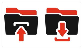 Folder Upload Folder Download in red color vector