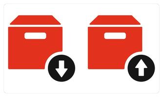 Upload Box Download Box in red color vector