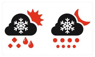 Day Snowfall Night Snowfall in red color vector