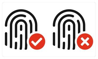 Fimgerprint Match Fingerprint Mismatch in red color vector