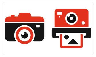 DSLR and Instant Camera in red color vector