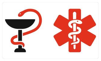 Asclepious and Caduceus in red color vector