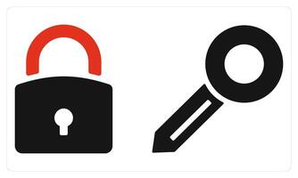 Lock and Key in red color vector