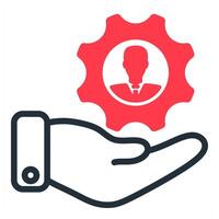 human resource management icon in red color vector