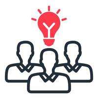 teamwork solution icon in red color vector