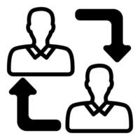 employee change icon in black color vector