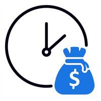 time is money icon in blue color vector