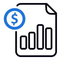 cost statement icon in blue color vector