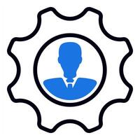 employee management icon in blue color vector