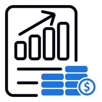 profit report icon in blue color vector