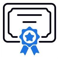 certificate icon in blue color vector