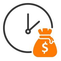 time is money icon in orange color vector