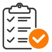 checklist icon in orange color vector