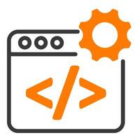 web development icon in orange color vector