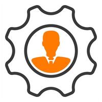 employee management icon in orange color vector