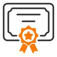 certificate icon in orange color vector