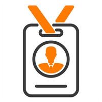 employee identity card icon in orange color vector