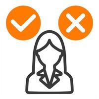 decision making confusion icon in orange color vector