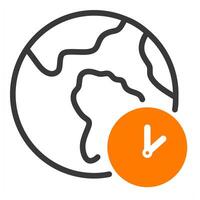 time zone icon in orange color vector