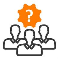 problem solving team icon in orange color vector