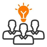 teamwork solution icon in orange color vector