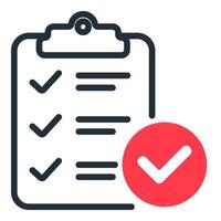 checklist icon in red color vector
