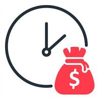 time is money icon in red color vector