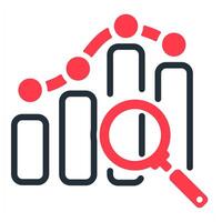 marketing research icon in red color vector
