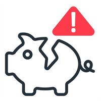 bankruptcy icon in red color vector