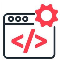 web development icon in red color vector