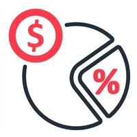 tax rate icon in red color vector