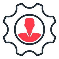 employee management icon in red color vector