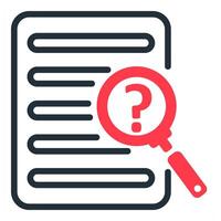 case study icon in red color vector