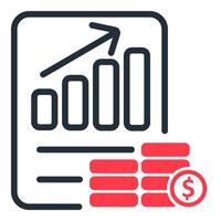 profit report icon in red color vector