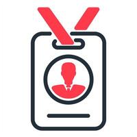 employee identity card icon in red color vector