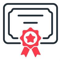 certificate icon in red color vector