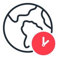 time zone icon in red color vector
