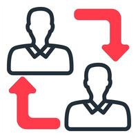 employee change icon in red color vector