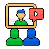 A flat design icon of online class vector