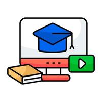 A colored design icon of online education vector