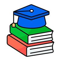 A flat design icon of graduation books vector