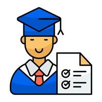 A flat design icon of test paper vector