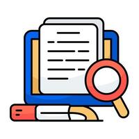 A colored design icon of search paper vector