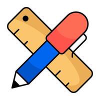 A flat design icon of drafting tool vector