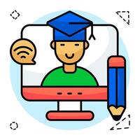 Creative design of online student vector