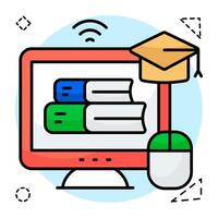A flat design of online library vector