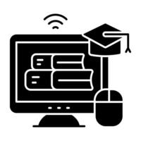A solid design icon of online library vector