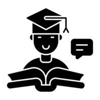 A solid design icon of students vector