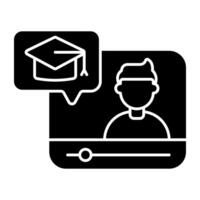 An solid icon design of videos lecture vector