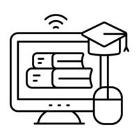 A Linear design icon of online library vector